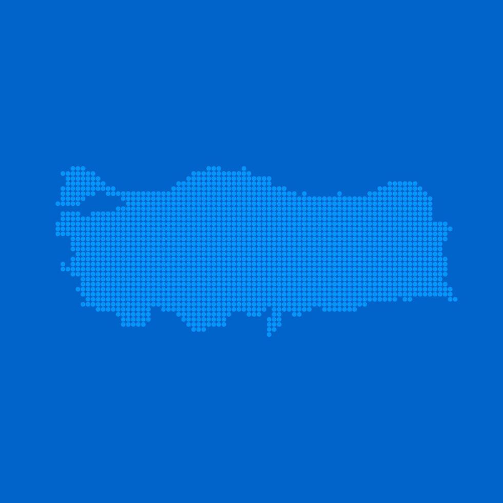 Blue halftone dot outline map background of Turkey vector