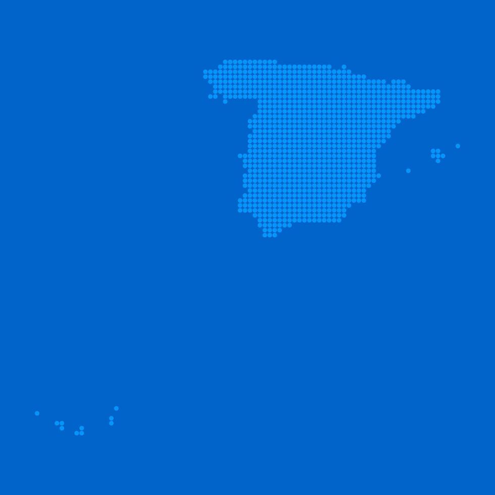 Blue halftone dot outline map background of Spain vector