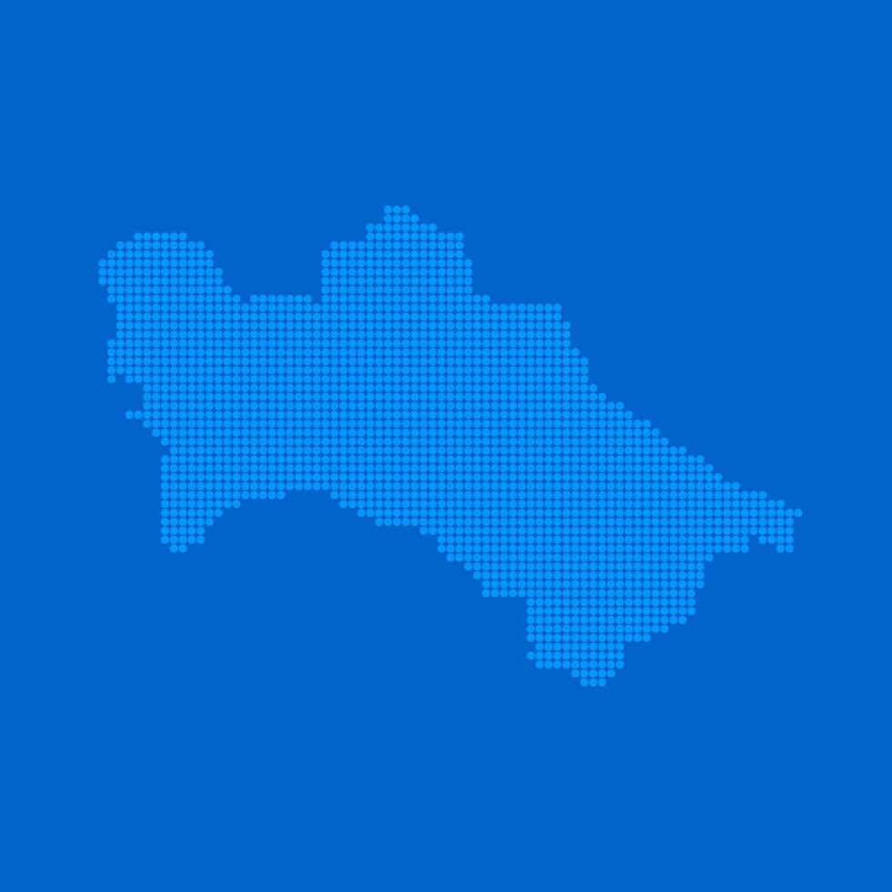 Blue halftone dot outline map background of Turkmenistan vector