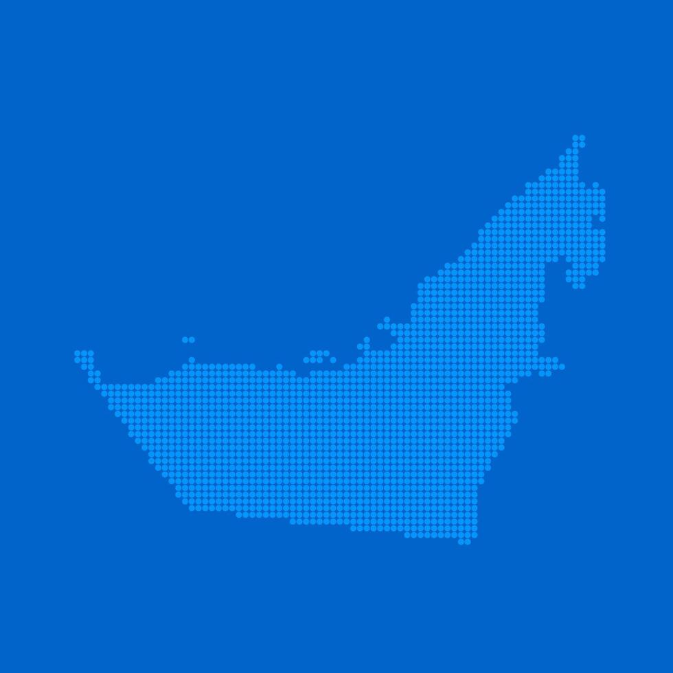 Blue halftone dot outline map background of United Arab Emirates vector