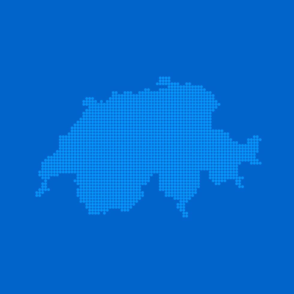 Blue halftone dot outline map background of Switzerland vector