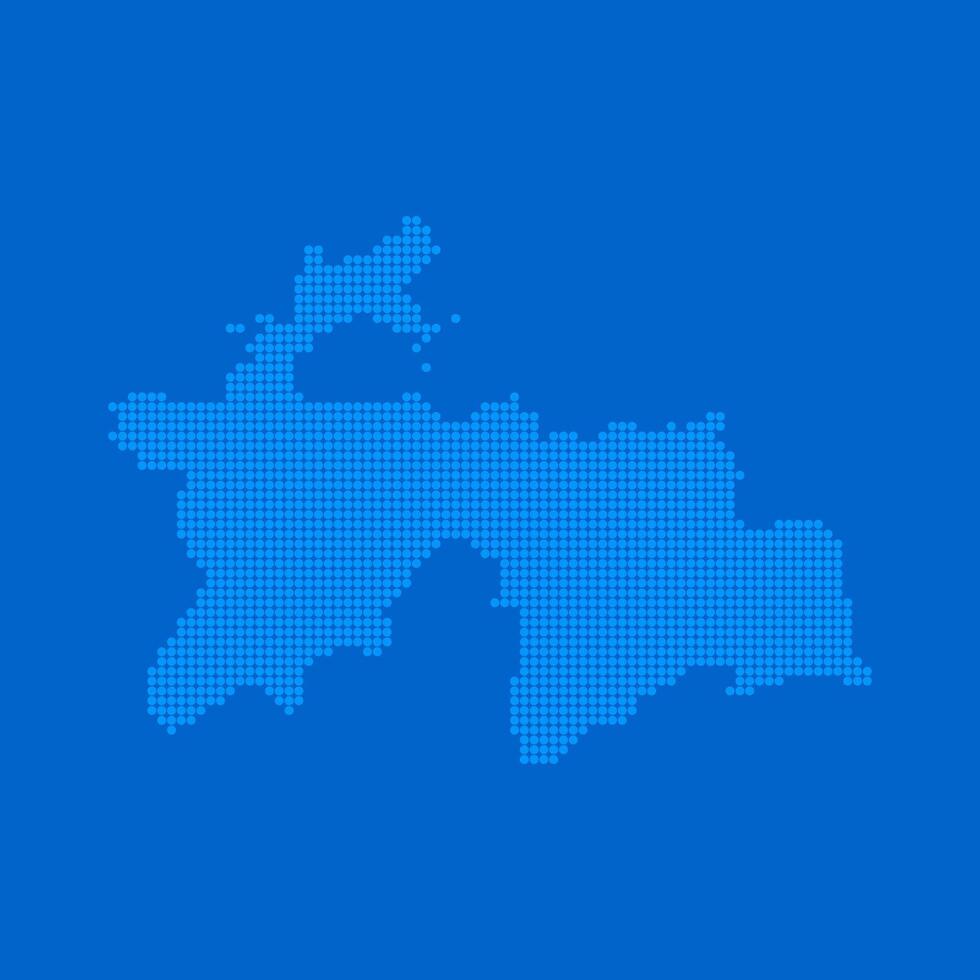 Blue halftone dot outline map background of Tajikistan vector