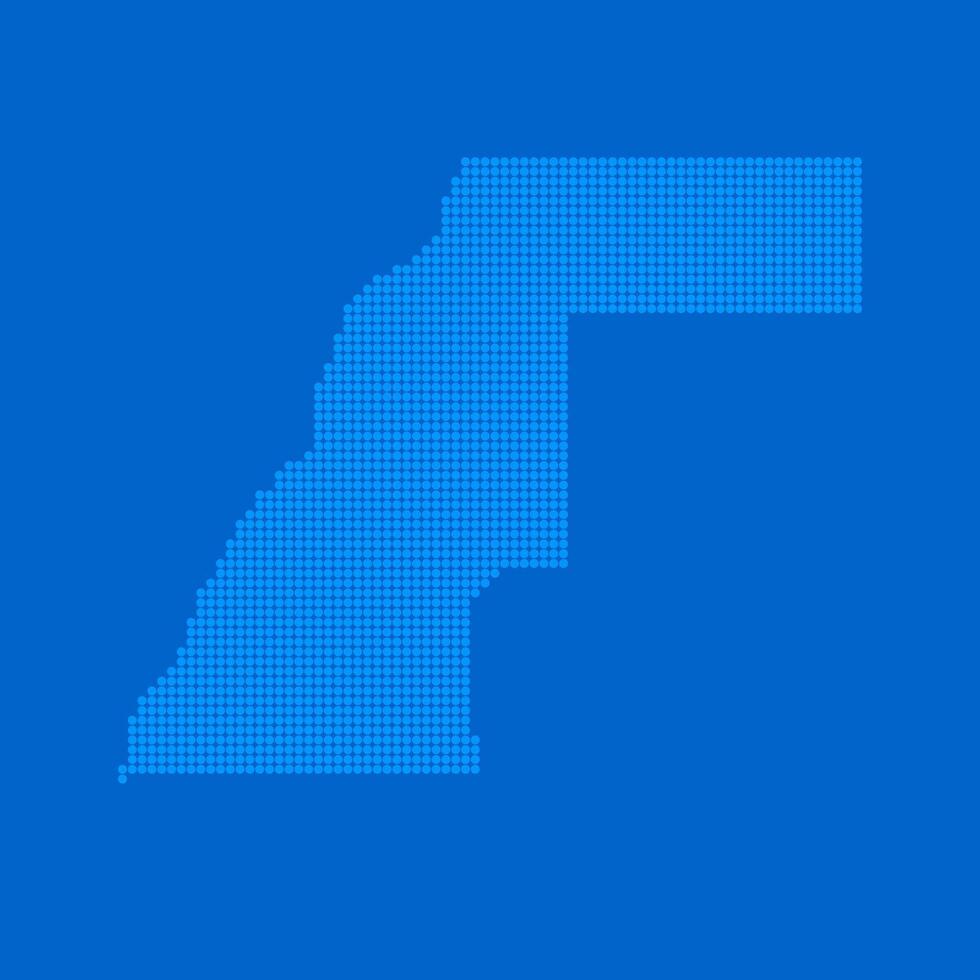 Blue halftone dot outline map background of Western Sahara vector
