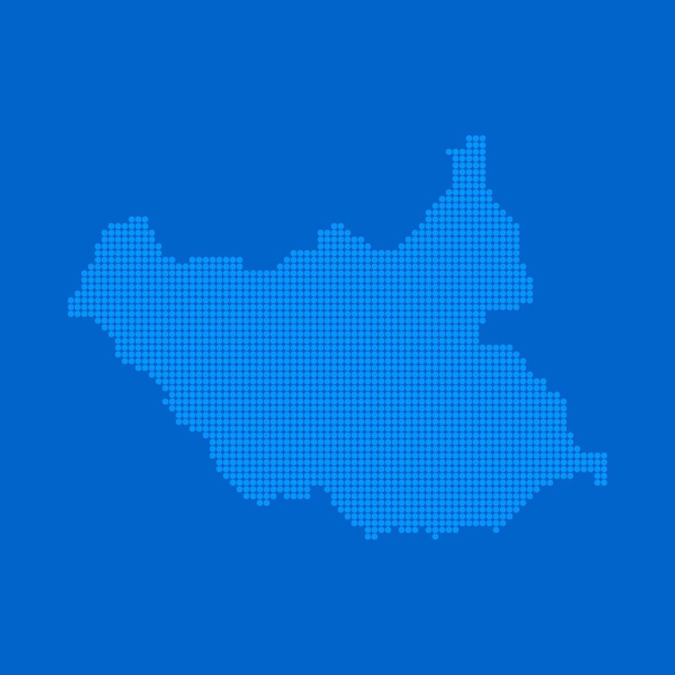 Blue halftone dot outline map background of South Sudan vector