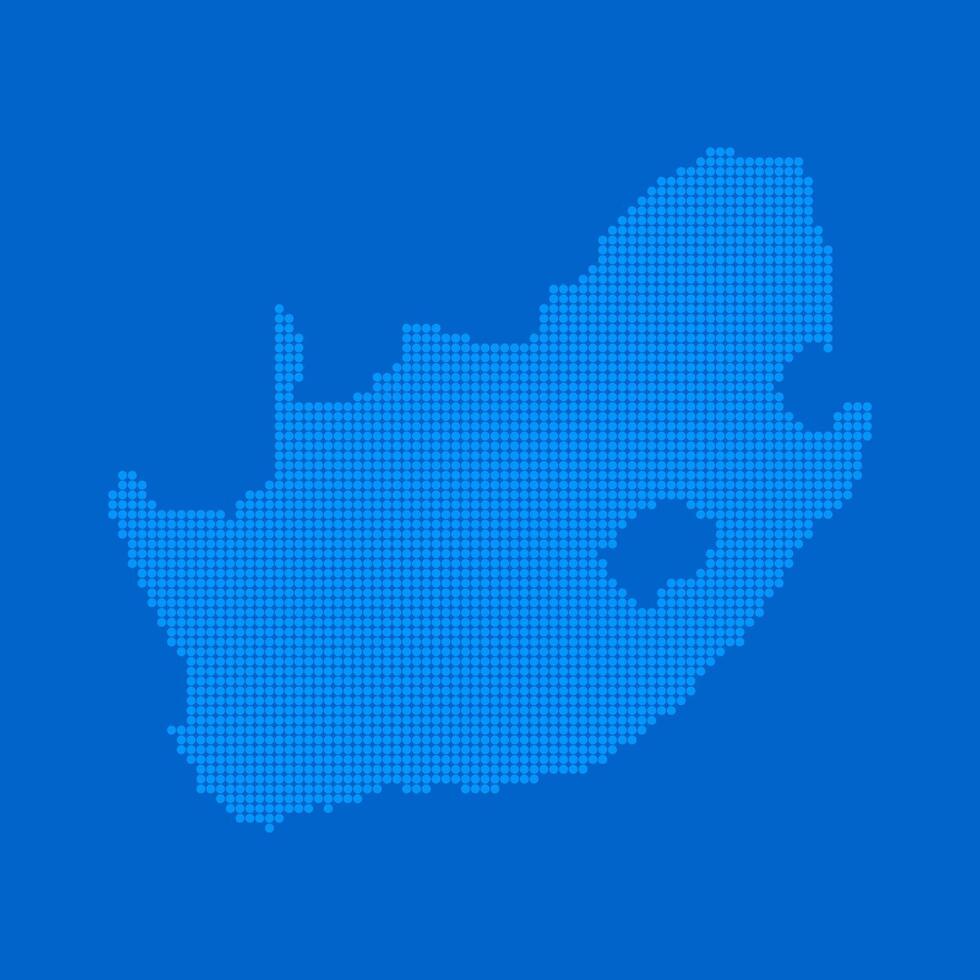 Blue halftone dot outline map background of South Africa vector