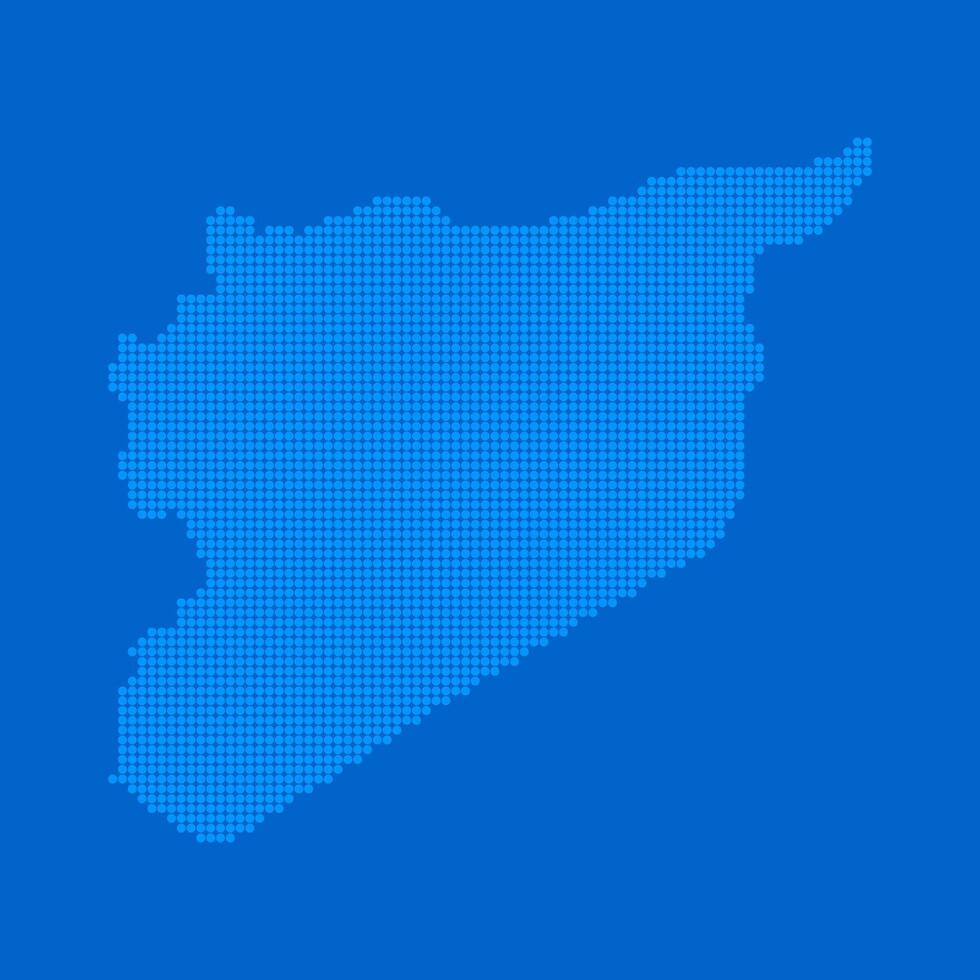 Blue halftone dot outline map background of Syria vector