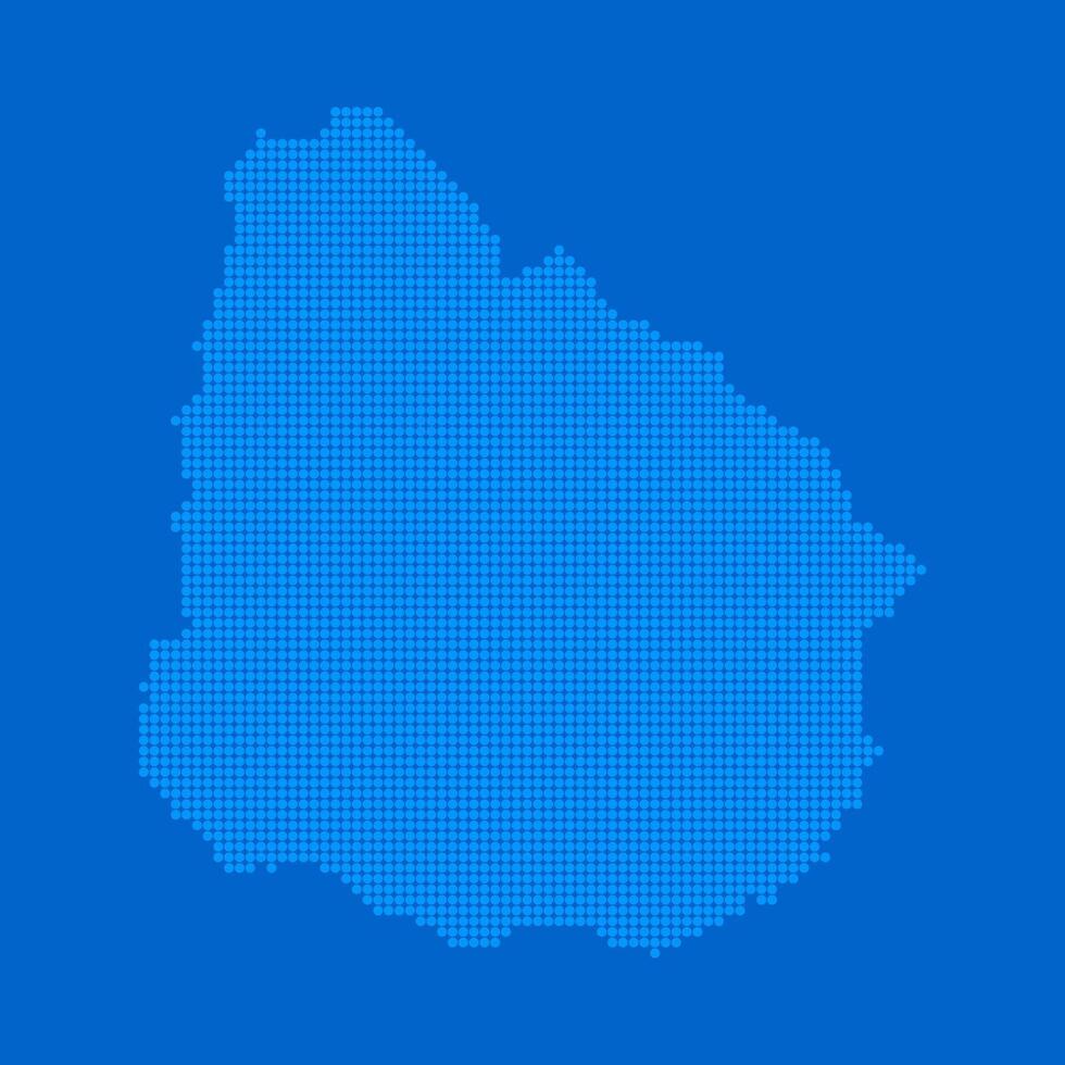 Blue halftone dot outline map background of Uruguay vector