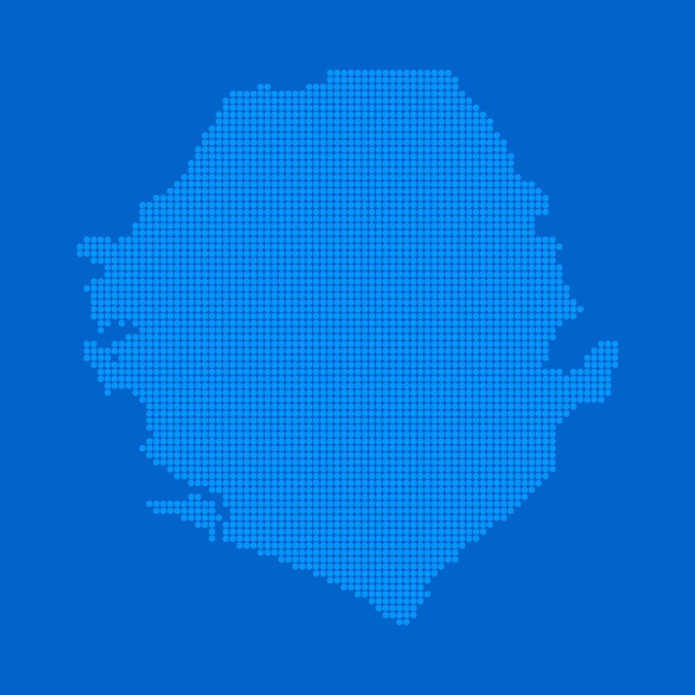 Blue halftone dot outline map background of Sierra Leone vector