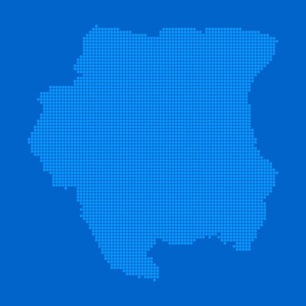 Blue halftone dot outline map background of Suriname vector