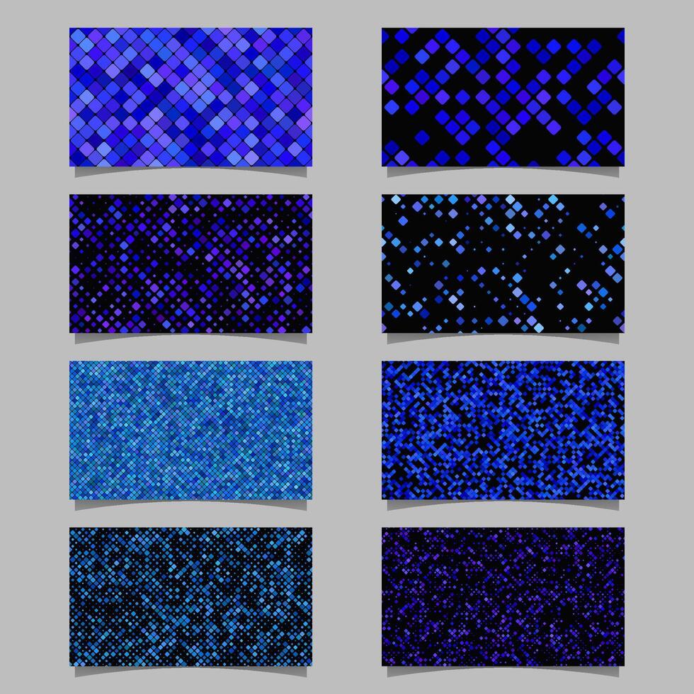 Diagonal blue square pattern mosaic card background template set vector