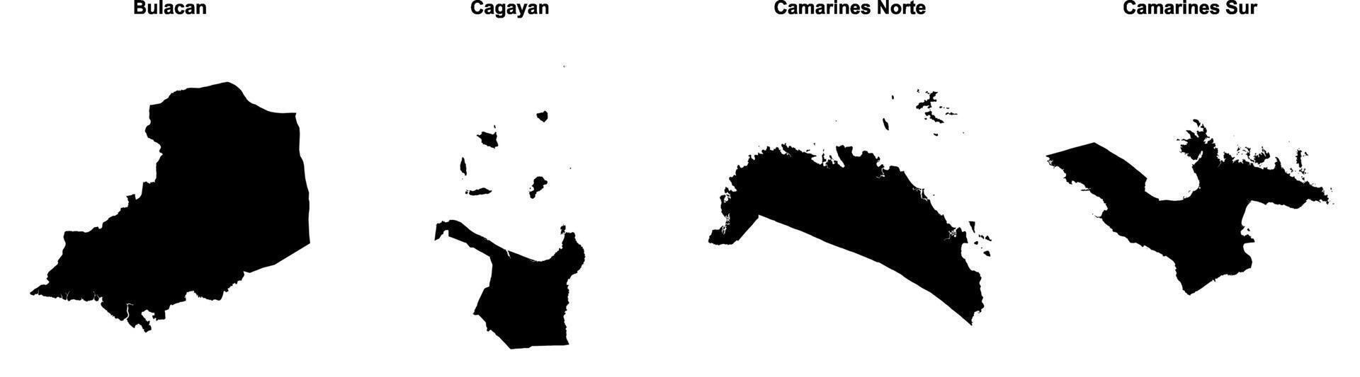 Bulacan, Cagayan, Camarines Norte, Camarines Sur outline maps vector
