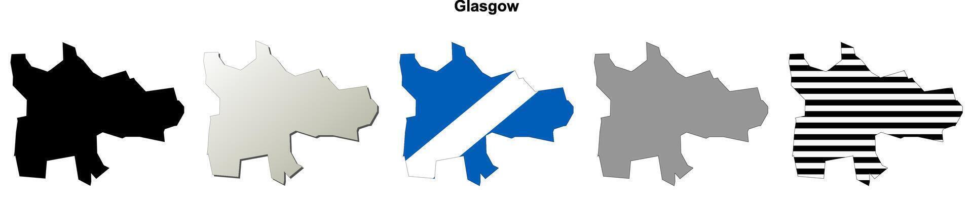 Glasgow, Scotland blank outline map set vector