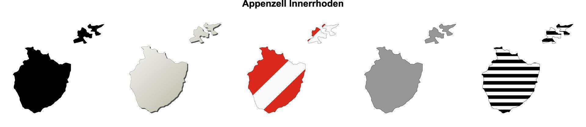 Appenzell Innerrhoden canton blank outline map set vector