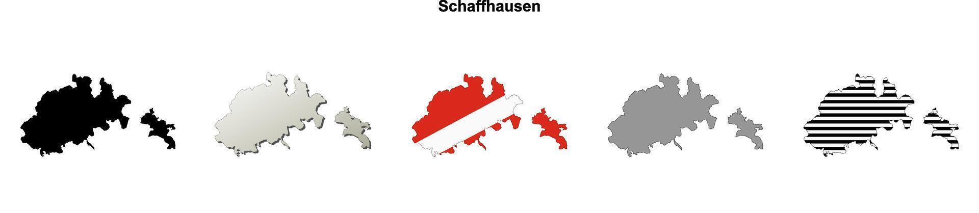 Schaffhausen canton blank outline map set vector