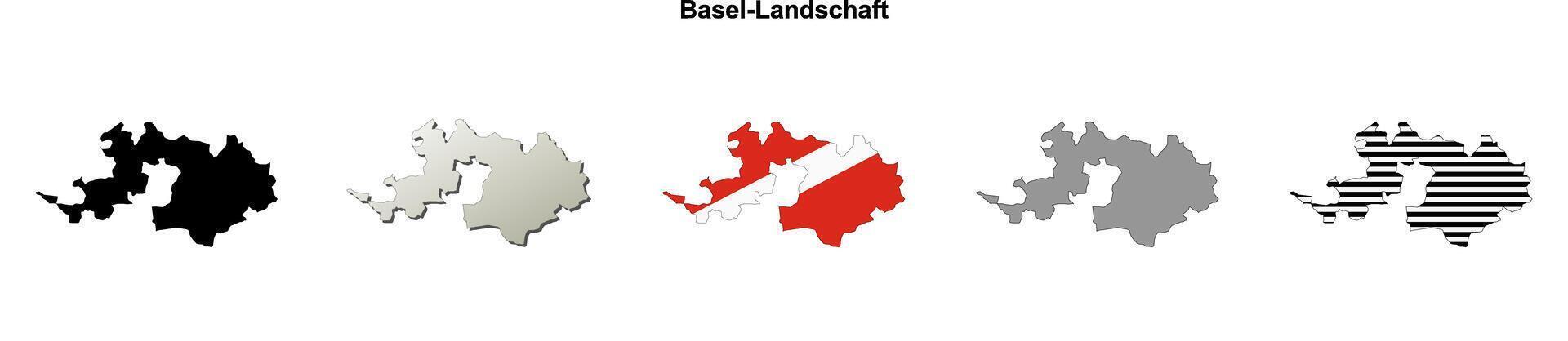 Basel-Landschaft canton blank outline map set vector