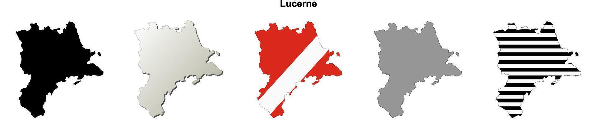 Lucerne canton blank outline map set vector