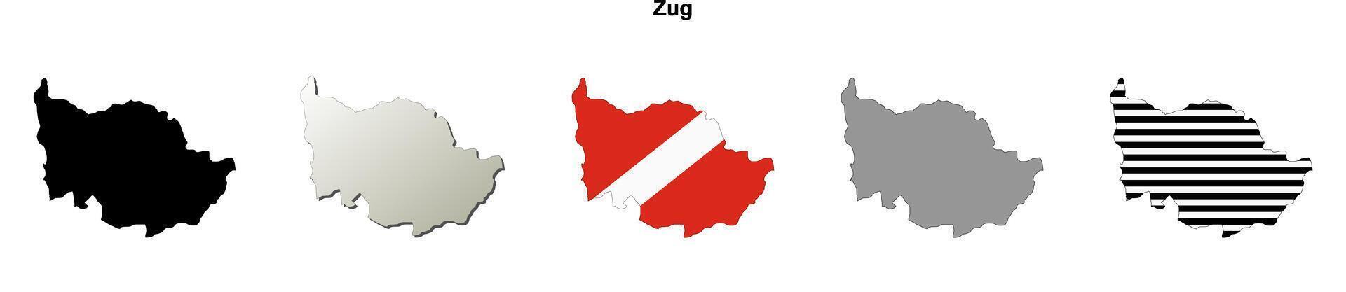 Zug canton blank outline map set vector