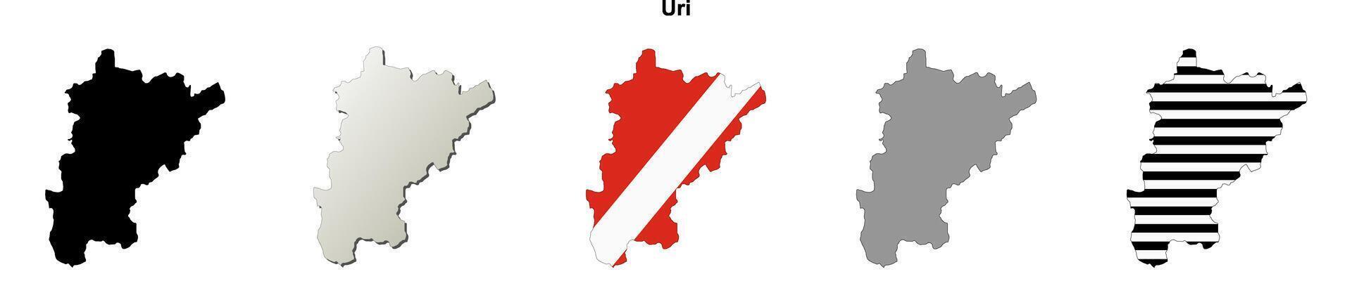 Uri canton blank outline map set vector