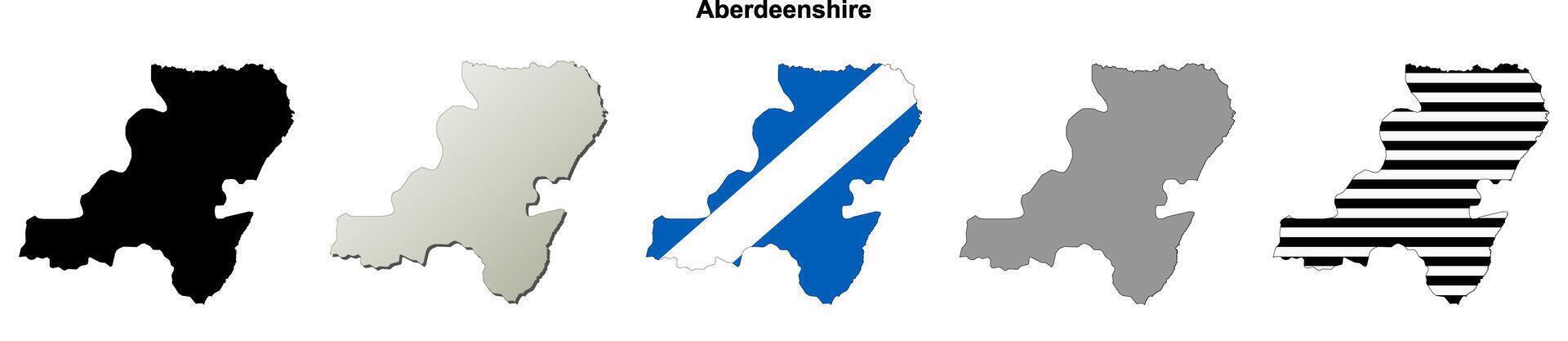 Aberdeenshire, Scotland blank outline map set vector