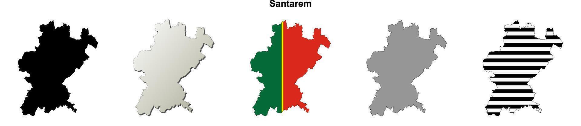 Santarem district blank outline map set vector