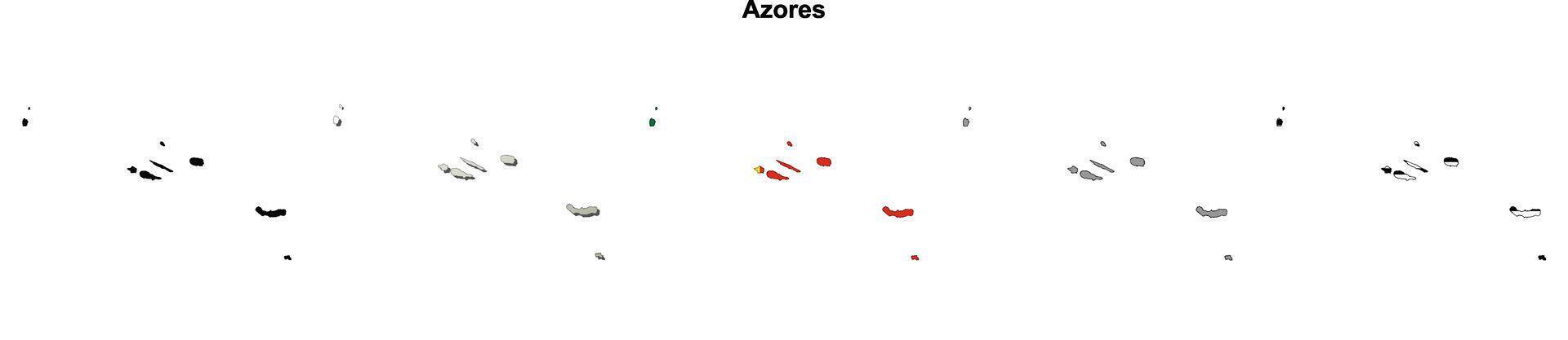 Azores district blank outline map set vector