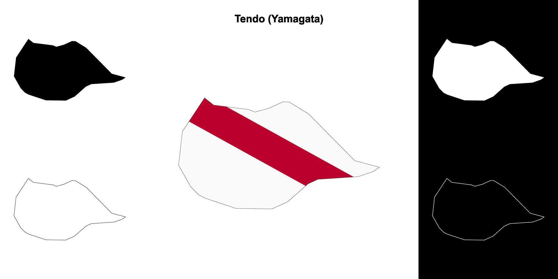 Tendo, Yamagata outline map set vector