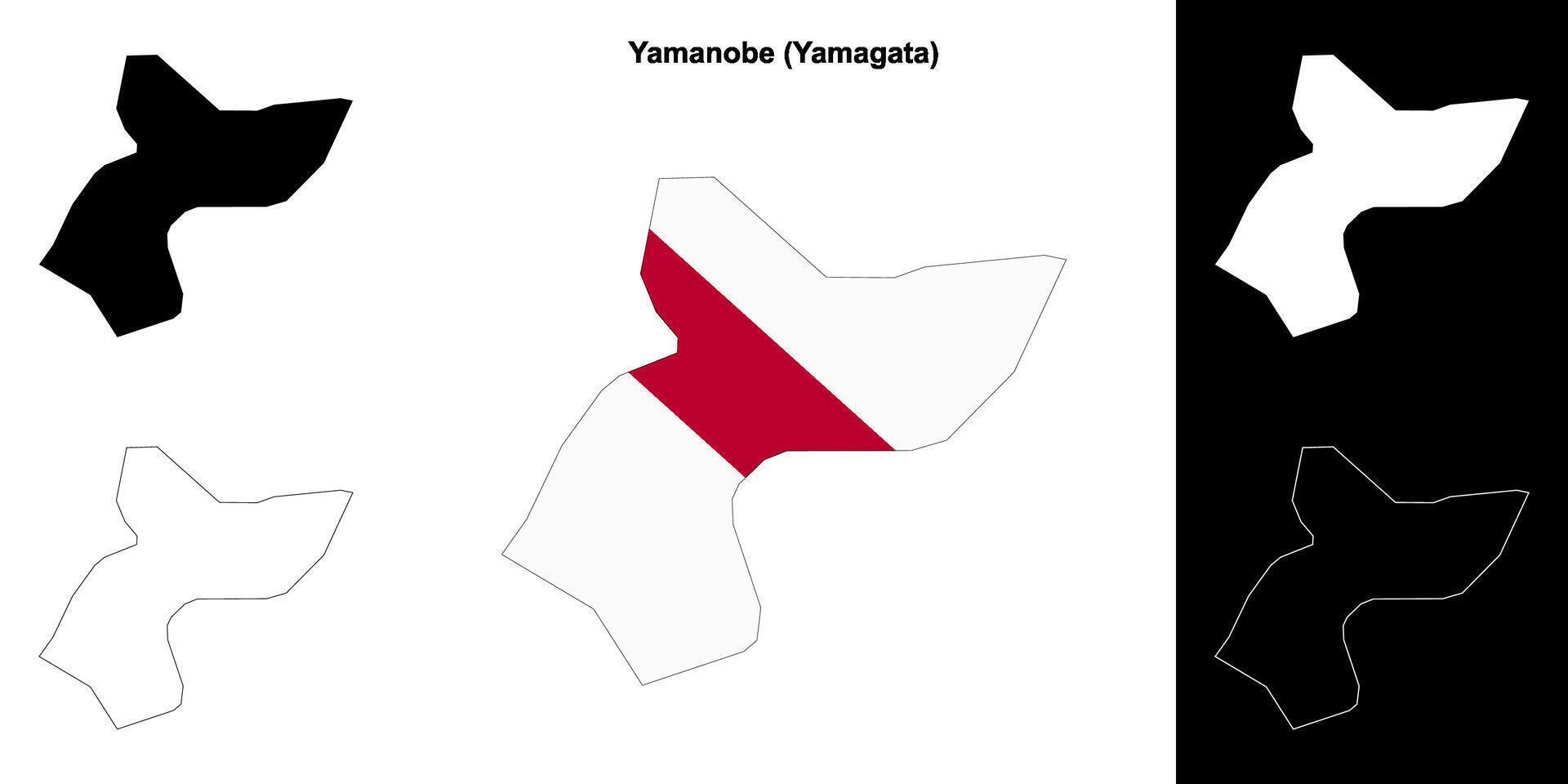 Yamanobe, Yamagata outline map set vector