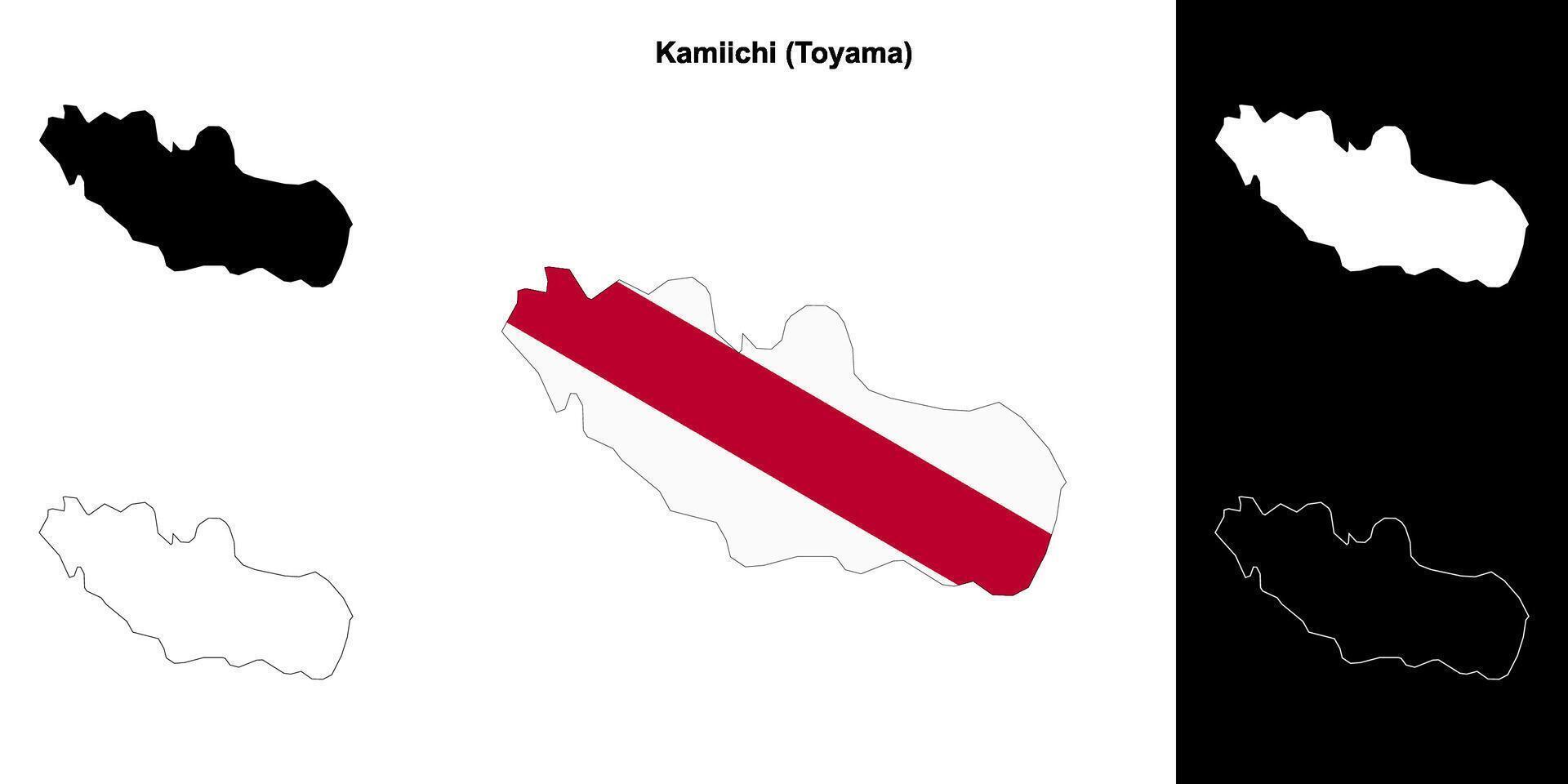 Kamiichi, Toyama outline map set vector