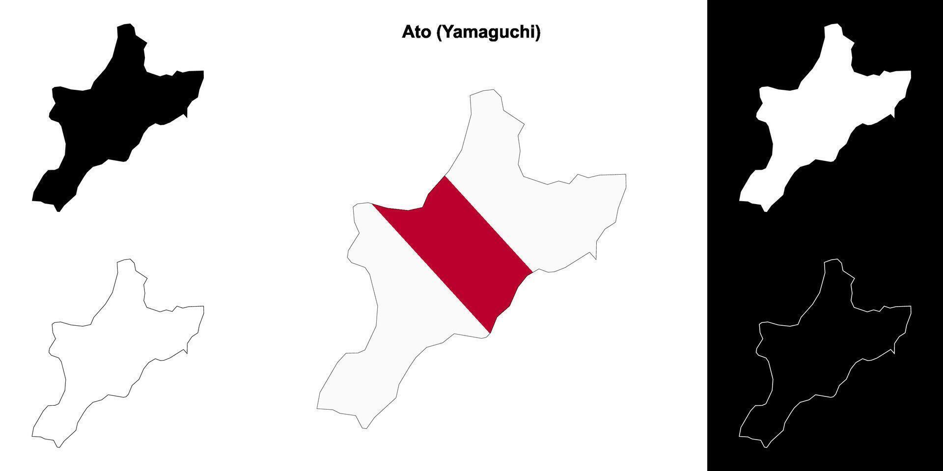 Ato, Yamaguchi outline map set vector