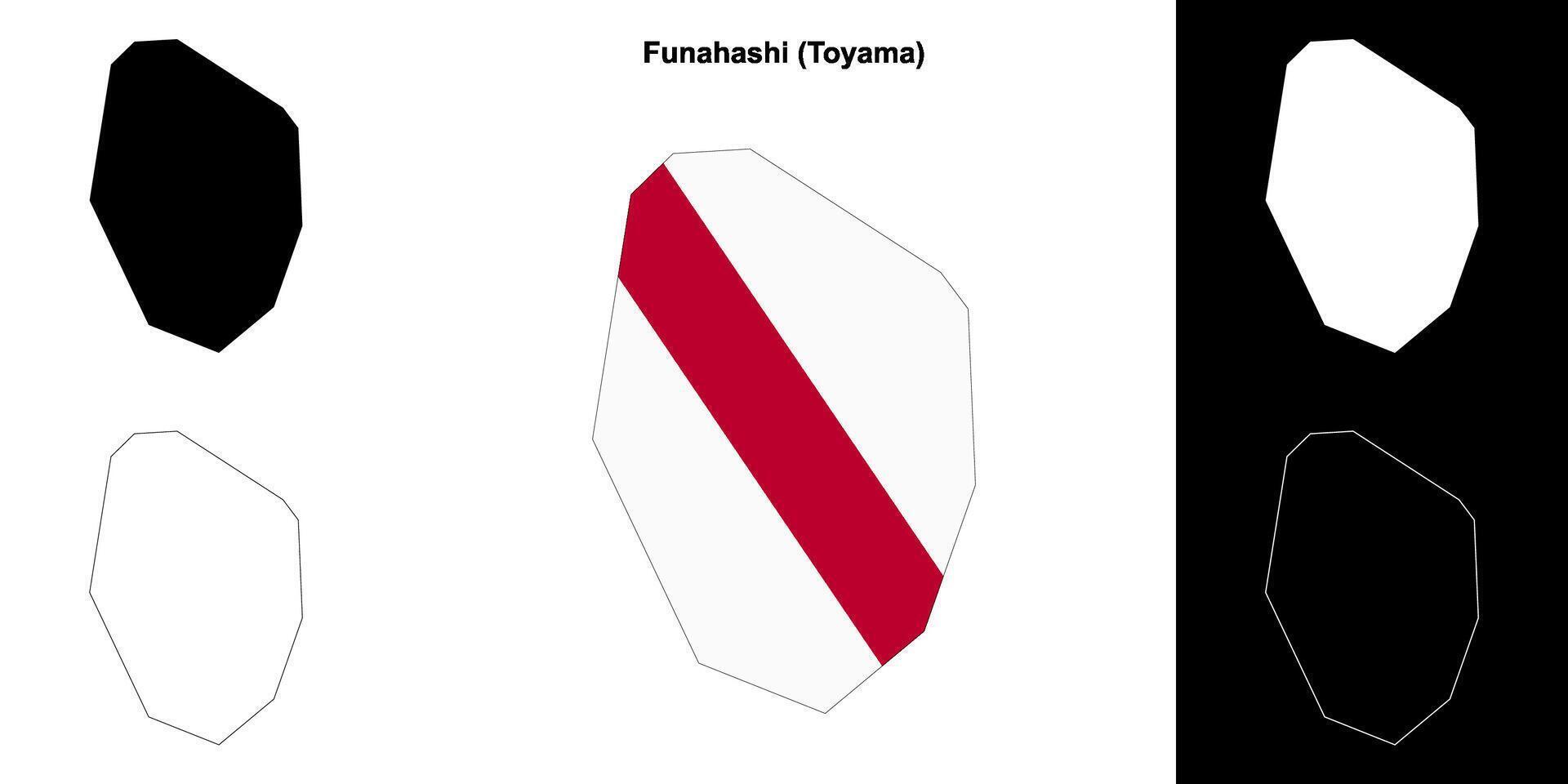 Funahashi, Toyama outline map set vector