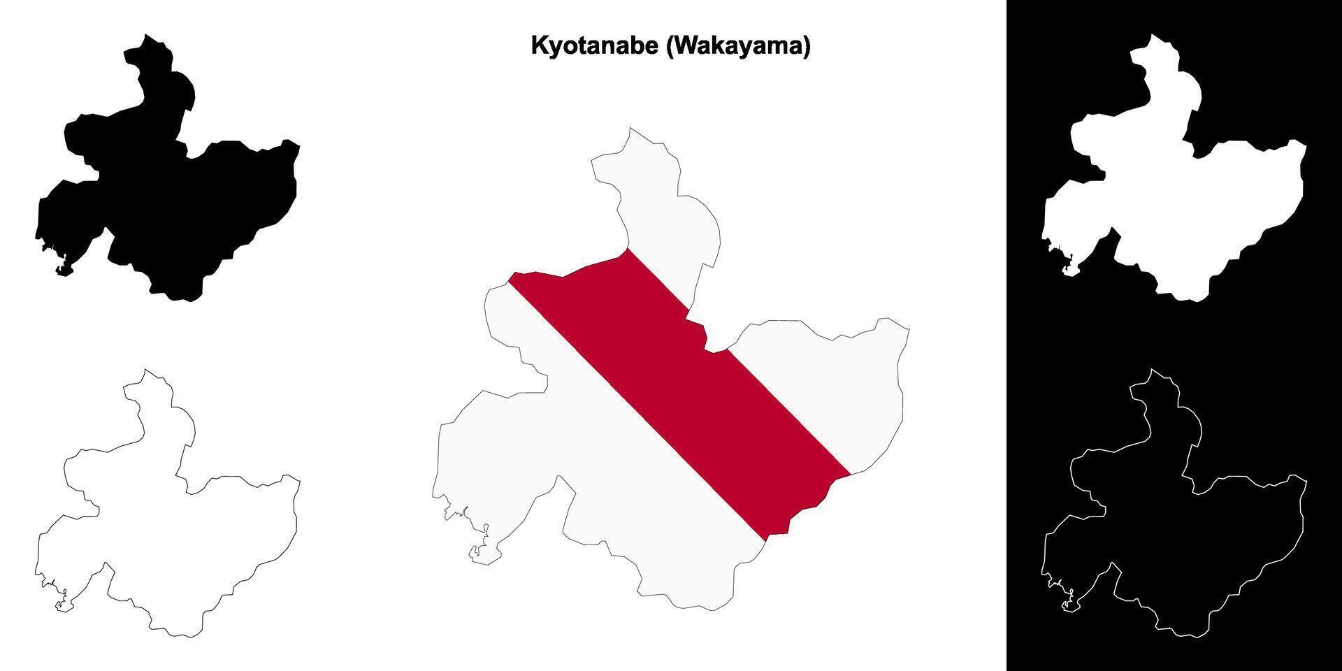 Kyotanabe, Wakayama outline map set vector