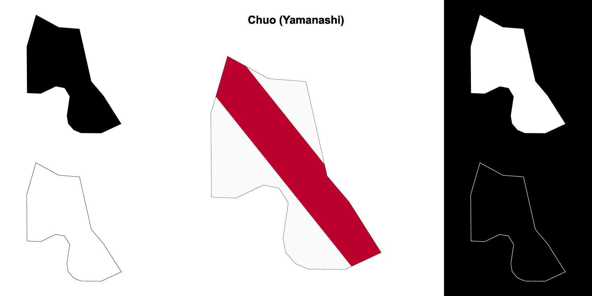Chuo, Yamanashi outline map set vector