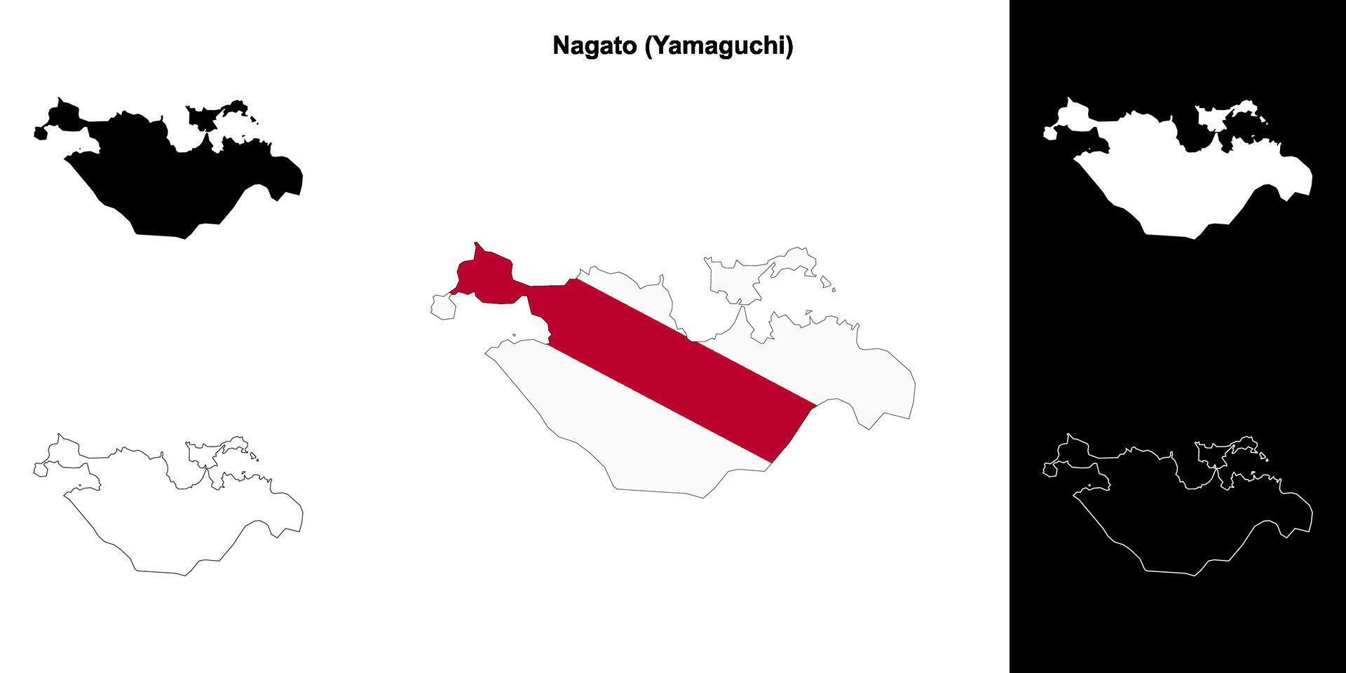 Nagato, Yamaguchi outline map set vector