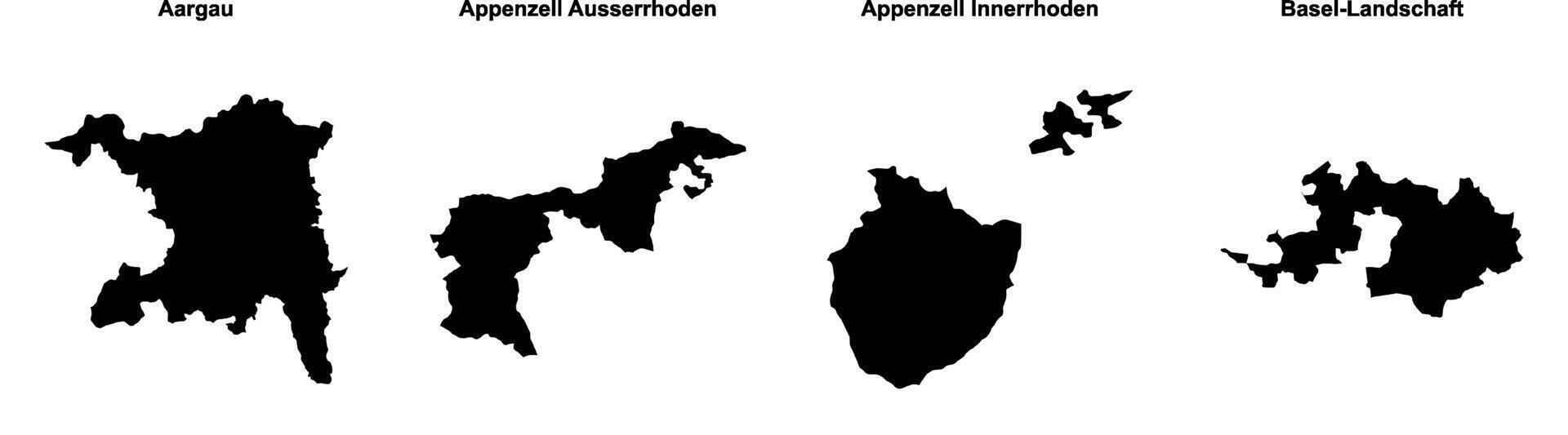 Aargau, Appenzell Ausserrhoden, Appenzell Innerrhoden, Basel Landschaft outline maps vector