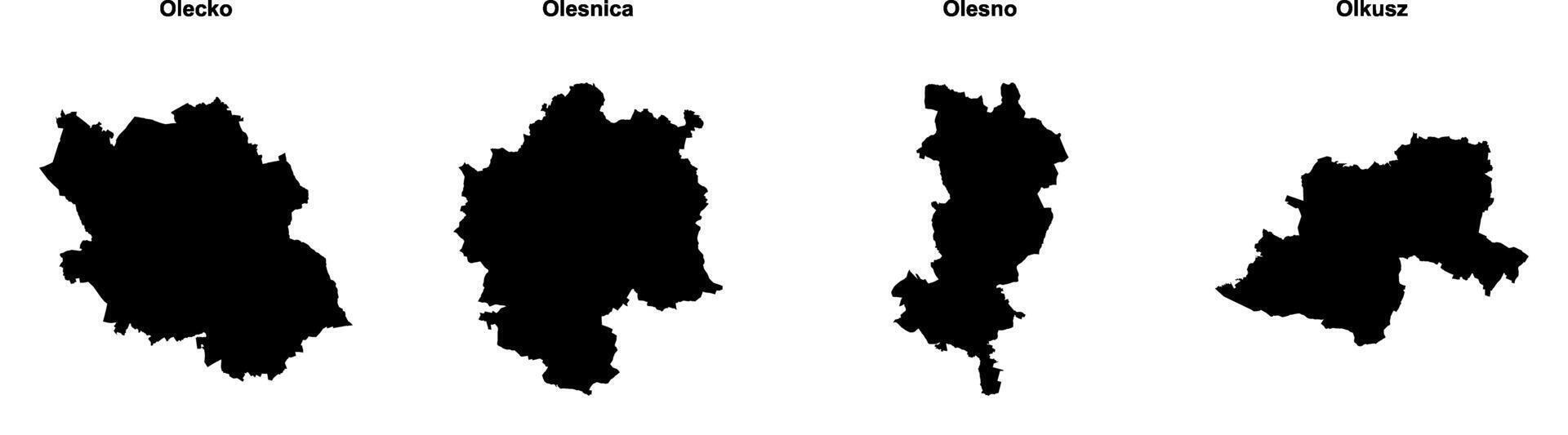 Olecko, Olesnica, Olesno, Olkusz outline maps vector