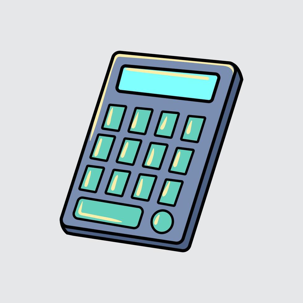 A calculator cartoon illustration isolated on a light background vector
