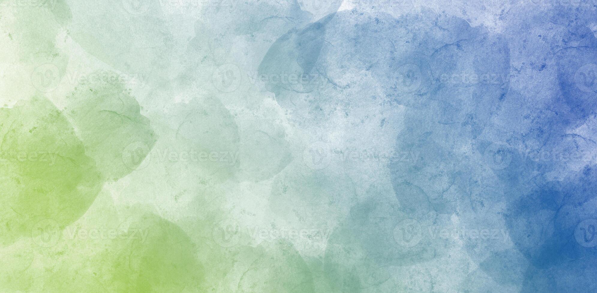 green blue watercolor texture with soft transitions and light artistic abstract paint strokes photo