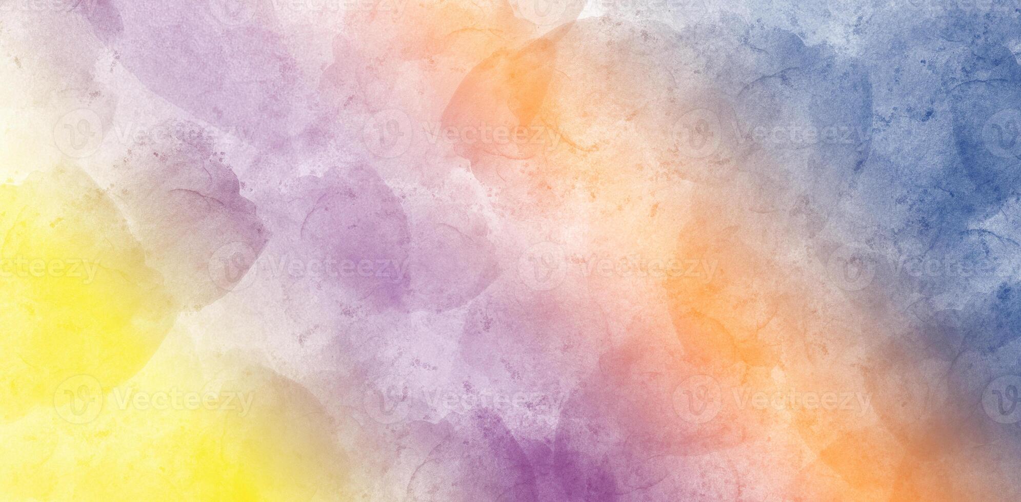 purple orange yellow watercolor gradient with layered strokes and vibrant artistic background photo