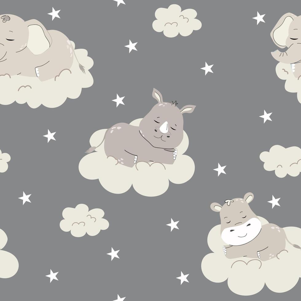 Childrens boho animals seamless pattern vector