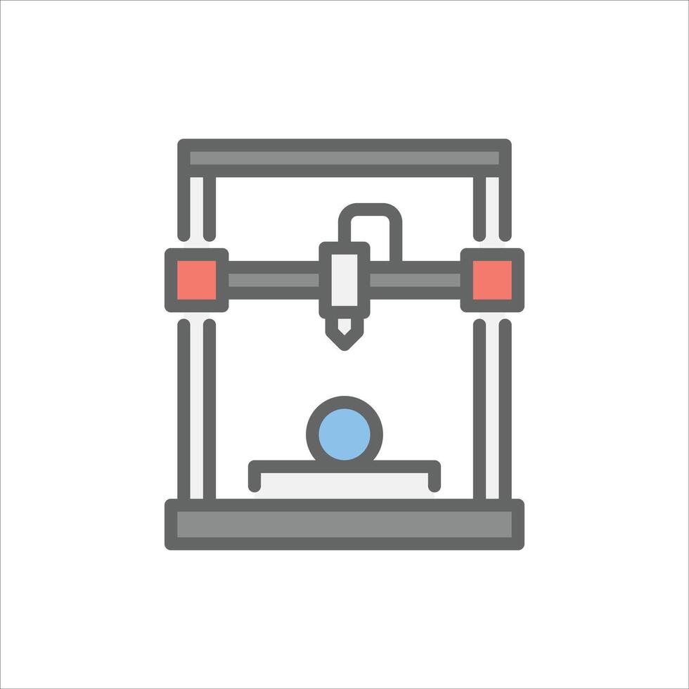 3D Printer filled outline icon. 3D Printer color line illustration. vector