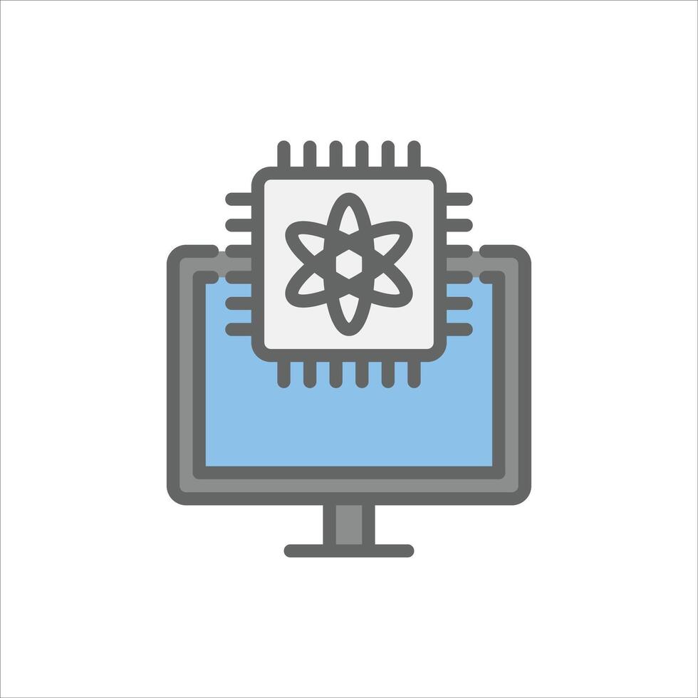 Quantum Computing filled outline icon. Quantum Computing color line illustration. vector