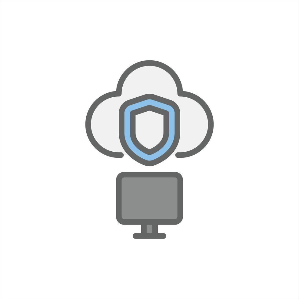 Cyber Security filled outline icon. Cyber Security color line illustration. vector