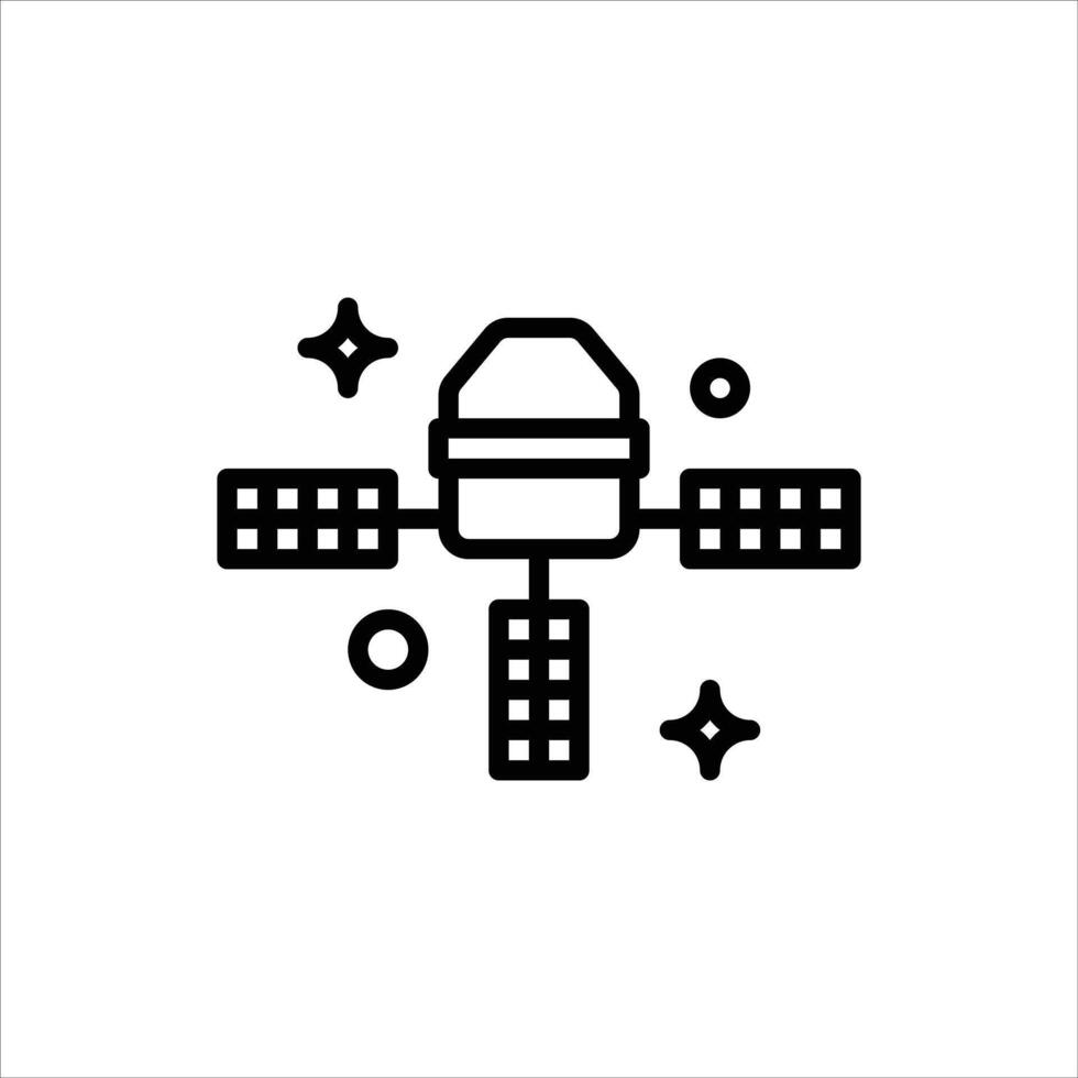 Satellite outline icon. Satellite black line illustration. vector