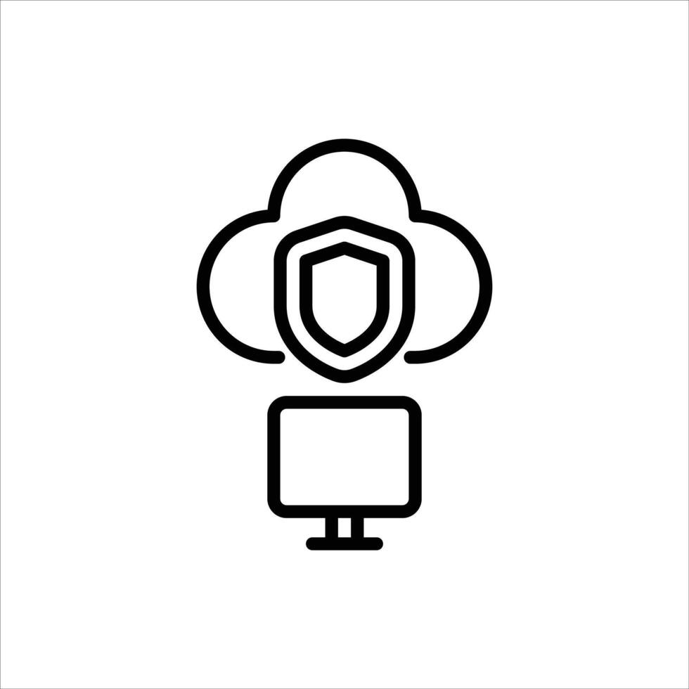 Cyber Security outline icon. Cyber Security black line illustration. vector