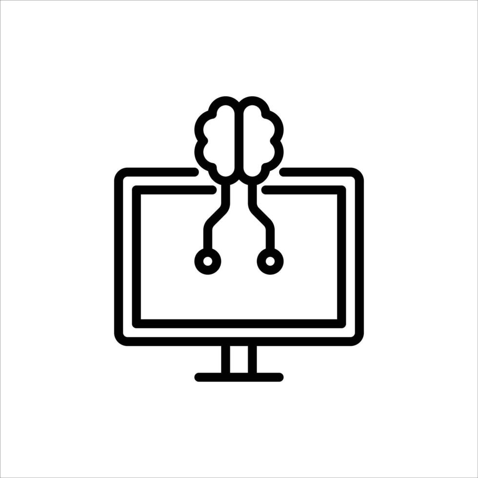 Brain Computer Interface outline icon. Brain Computer Interface black line illustration. vector