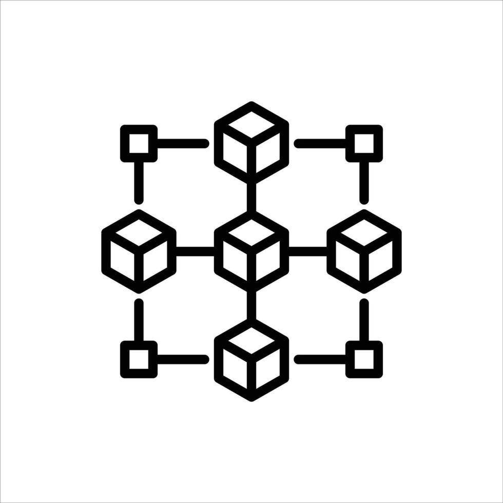 Blockchain outline icon. Blockchain black line illustration. vector