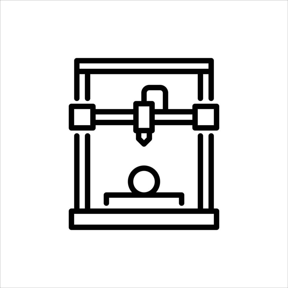 3D Printer outline icon. 3D Printer black line illustration. vector