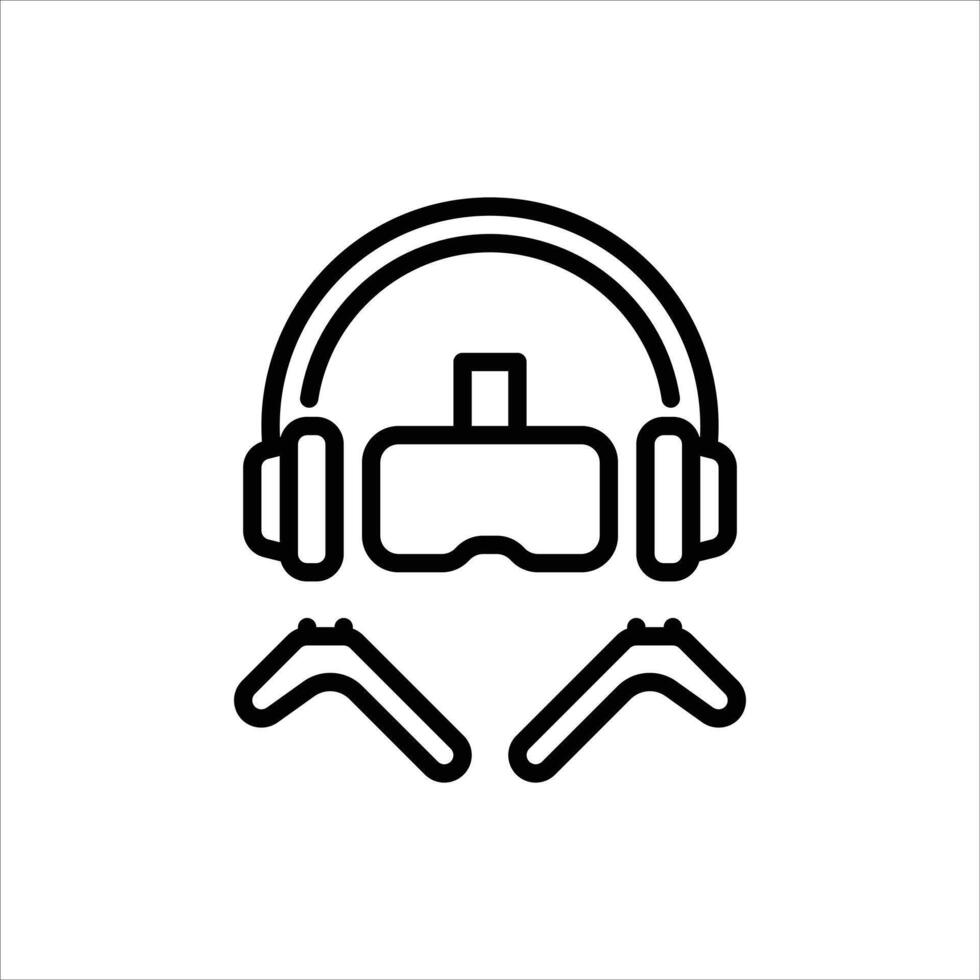 VR Headset outline icon. virtual reality black line illustration. vector