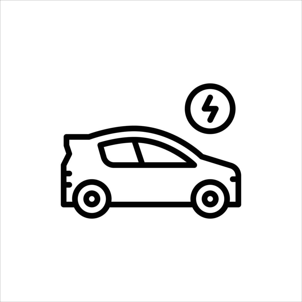 Electric Car outline icon. Electric vehicle black line illustration. vector