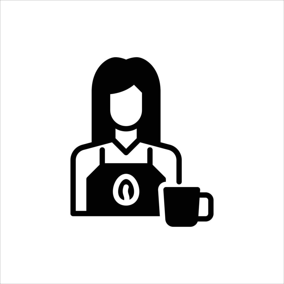 female barista glyph icon. barista solid line illustration vector